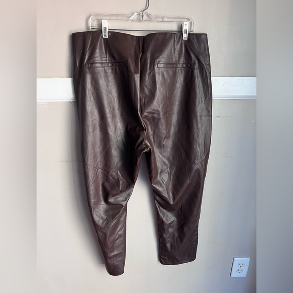 Old Navy Women's Chocolate Brown Leather Leggings - Picture 2 of 3